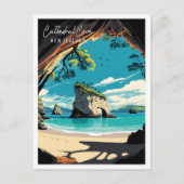 Cathedral Cove Nieuw-Zeeland vintage reizen Briefkaart (Voorkant)