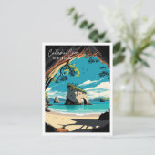 Cathedral Cove Nieuw-Zeeland vintage reizen Briefkaart (Staand voorkant)
