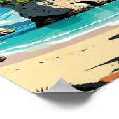 Cathedral Cove Nieuw-Zeeland vintage reizen Poster (Hoek)