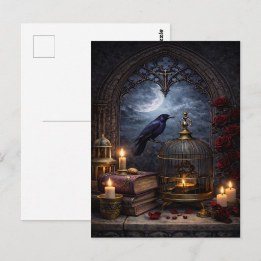 Cathedral Gothic Wall Art – Raven Still Life Briefkaart (Voorkant / Achterkant)