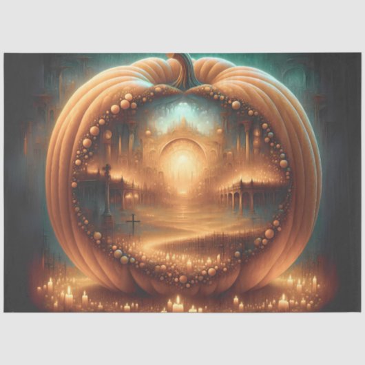 Cathedral Pumpkin Gothic Halloween Tissuepapier (Voorkant)
