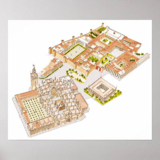 Cathedral Reales Alcazares Archivo de Indias. Poster (Voorkant)