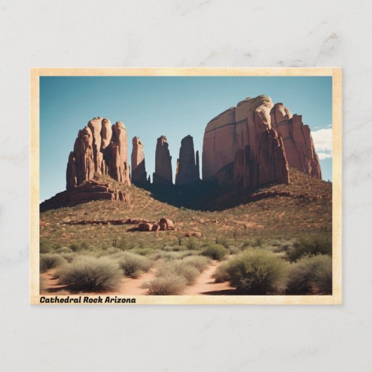 Cathedral Rock Arizona Vintage Reizen Briefkaart (Voorkant)