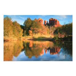 Cathedral Rock en reflections, Sedona Arizona Foto Afdruk