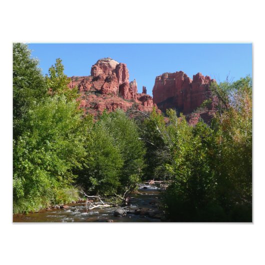 Cathedral Rock en Stream in Sedona Arizona Foto Afdruk (Voorkant)