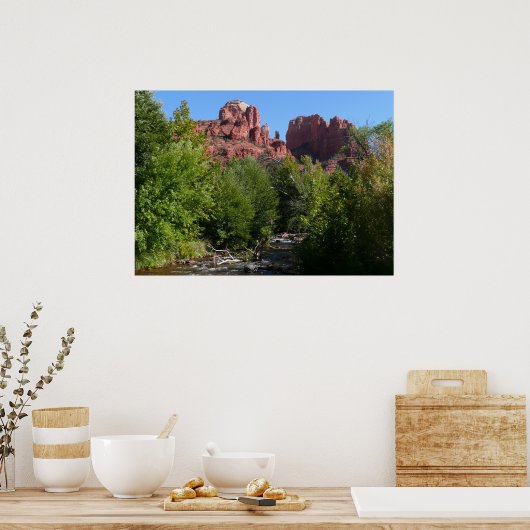 Cathedral Rock en Stream in Sedona Arizona Poster (Keuken)