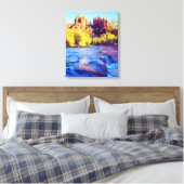 Cathedral Rock reflecterend in Oak Creek, Arizona Canvas Afdruk (Insitu (Slaapkamer))
