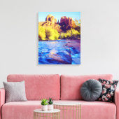 Cathedral Rock reflecterend in Oak Creek, Arizona Canvas Afdruk (Insitu (Woonkamer))