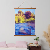Cathedral Rock reflecterend in Oak Creek, Arizona Hangend Wandkleed (Slaapkamer)