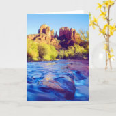 Cathedral Rock reflecterend in Oak Creek, Arizona Kaart (Gele Bloem)
