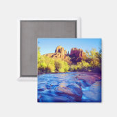 Cathedral Rock reflecterend in Oak Creek, Arizona Magneet (Voorkant / Achterkant)