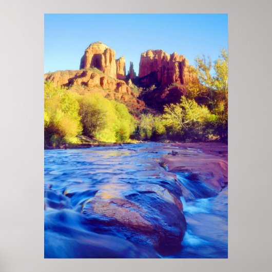 Cathedral Rock reflecterend in Oak Creek, Arizona Poster (Voorkant)