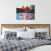 Cathedral Rock reflecting in Oak Creek at Sunset Canvas Afdruk (Insitu (Slaapkamer))