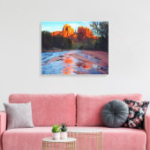 Cathedral Rock reflecting in Oak Creek at Sunset Canvas Afdruk (Insitu (Woonkamer))