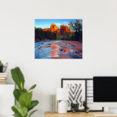 Cathedral Rock reflecting in Oak Creek at Sunset Poster (Thuiskantoor)