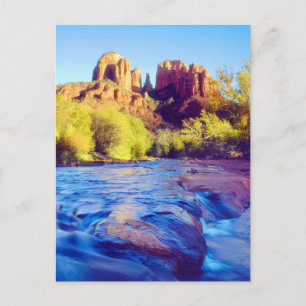 Cathedral Rock weerkaatst in Oak Creek, Arizona Briefkaart