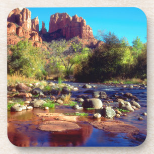 Cathedral Rock weerspiegeld in Oak Creek Bier Onderzetter