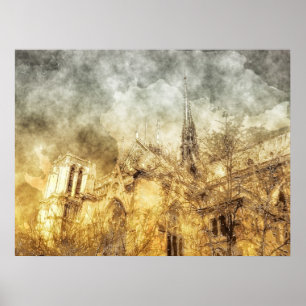 Cathedral van Paris Notre-Dame Poster