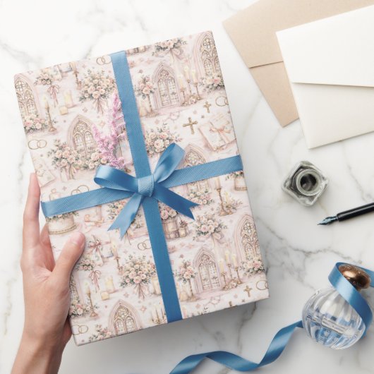 Cathedral Wedding Watercolor Pattern in Blush Pink Cadeaupapier (Geschenken)