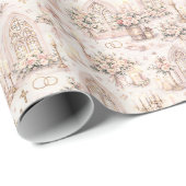 Cathedral Wedding Watercolor Pattern in Blush Pink Cadeaupapier (Rol Hoek)