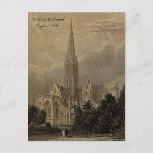 Cathedrals of England Series: Salisbury 1836 Briefkaart (Voorkant)