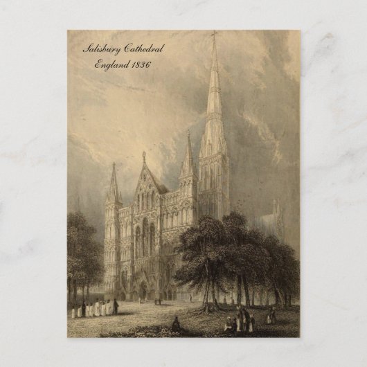 Cathedrals of England Series: Salisbury 1836 Briefkaart (Voorkant)