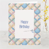 Catherdrale raam-quiltontwerp met gingham-patroon  kaart (Gele Bloem)