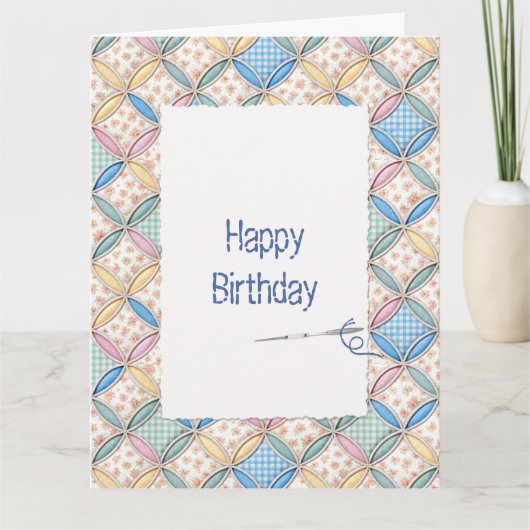 Catherdrale raam-quiltontwerp met gingham-patroon  kaart (Voorkant)