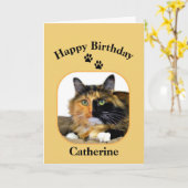 Catherine Calico Cat Happy Birthday Kaart (Gele Bloem)