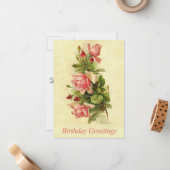 Catherine Klein Pink Rose Spray Birthday Briefkaar Notitiekaartje (Voorkant / Achterkant in situ)