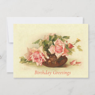Catherine Klein Pink Roses Vaas Verjaardag Briefka Notitiekaartje