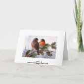 Catherine Klein: Robins op Hulst Feestdagen Kaart (Achterkant)