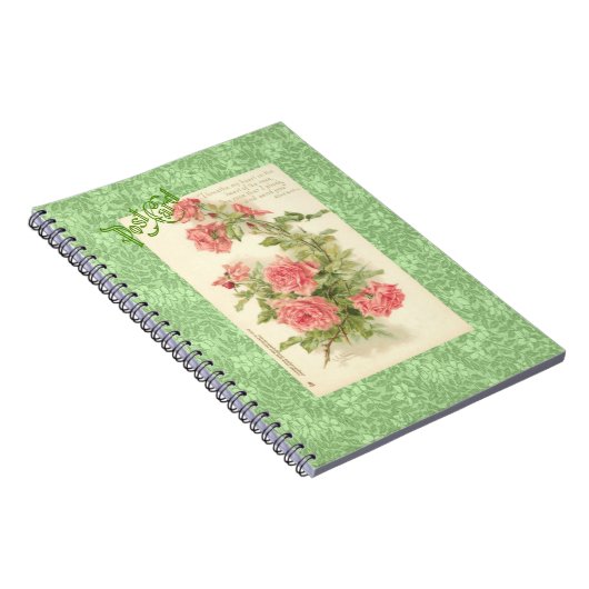 Catherine Klein roze rozen groene bladeren briefka Notitieboek (Rechterzijde)