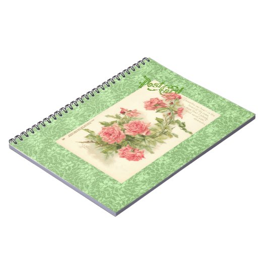 Catherine Klein roze rozen groene bladeren briefka Notitieboek (Linkerzijde)