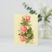Catherine Klein Victoriaans Vloer Rozen Bouquet Briefkaart (Staand voorkant)