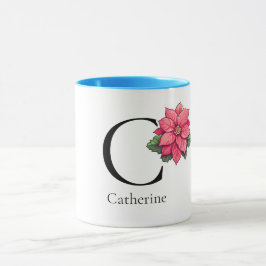 Catherine minimalistisch monogram mok met bloem