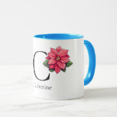 Catherine minimalistisch monogram mok met bloem (Voorkant rechts)