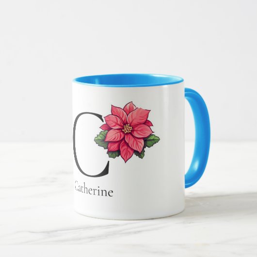 Catherine minimalistisch monogram mok met bloem (Voorkant rechts)