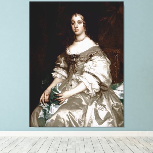 Catherine of Braganza van Sir Peter Lely Canvas Afdruk (Insitu (Houten vloer))