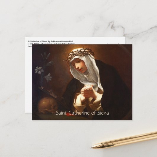 Catherine of Siena (Franceschini) Horizontal Briefkaart (Voorkant / Achterkant in situ)
