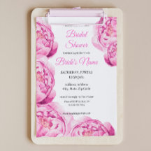 Catherine Pink Peony Bridal Shower Uitnodiging