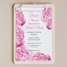 Catherine Pink Peony Bridal Shower Uitnodiging