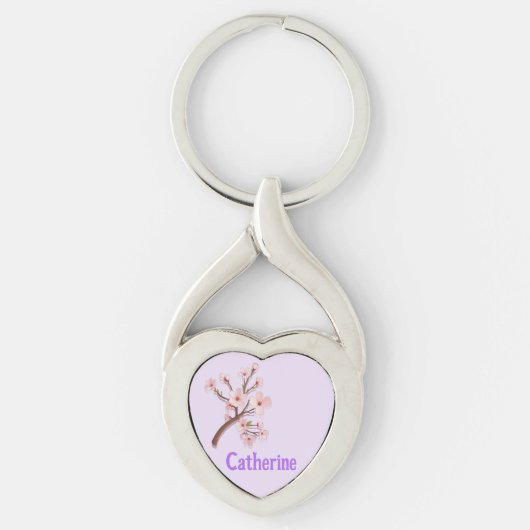 Catherine Sakura Blossom Branch Heart Sleutelhanger (Voorkant)