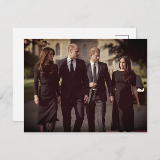 Catherine William Harry Meghan Long Walk 2022 Briefkaart (Voorkant / Achterkant)