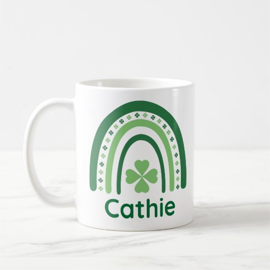 Cathie Name Clover Boho Rainbow Koffiemok (Links)
