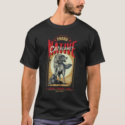 Cathlamet Native American Indiaanse Wolf Geest Geb T-shirt (Voorkant)