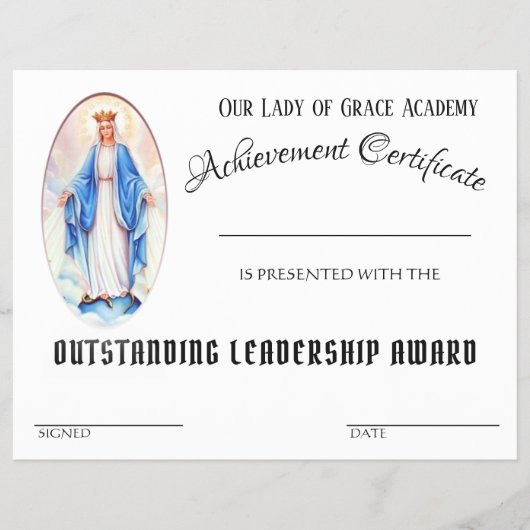 Catholic Achievement Award Schoolcertificaat Flyer (Voorkant)