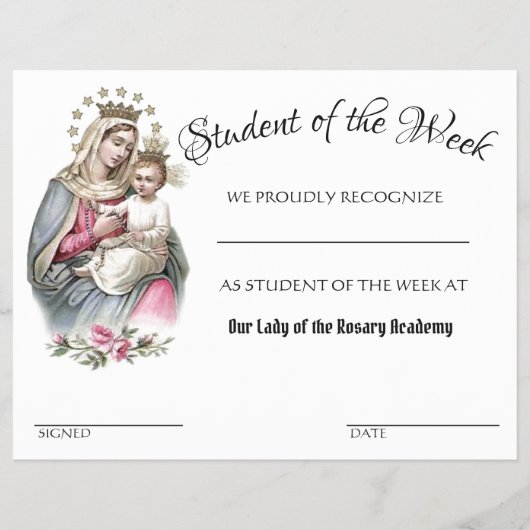 Catholic Achievement School Certificate Award Flyer (Voorkant)