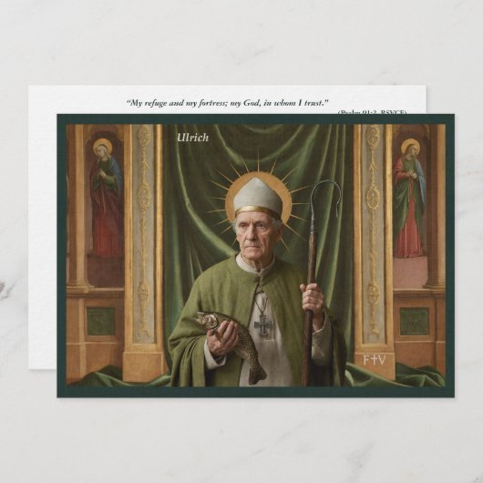 Catholic Art Briefkaart | De heilige Ulrich van Au (Voorkant / Achterkant)