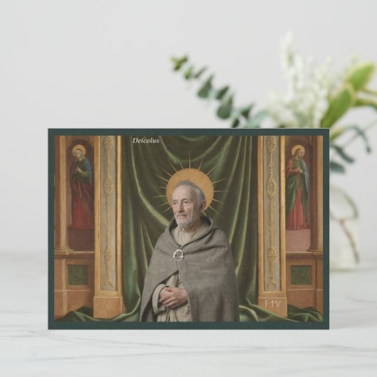 Catholic Art Holy Card | Saint Deicolus of Lure Kaart (Staand voorkant)